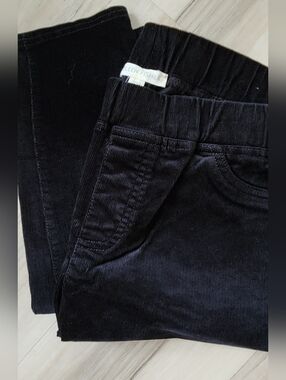 Eileen Fisher Organic Cotton Pull-On Black Corduroy Pants Size Small
